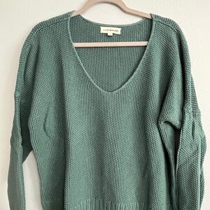 Lucky Brand v neck sweater size L green/blue
